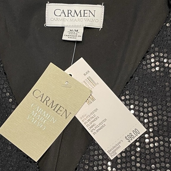 Carmen Marc Valvo Women's M Open Front Sequin Holiday Evening Jacket Blazer - Picture 7 of 12